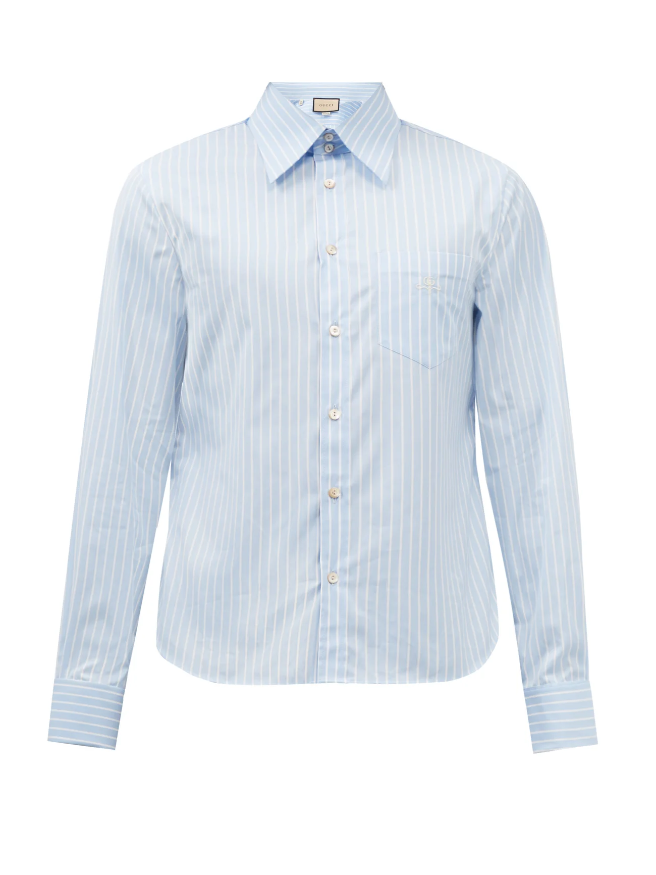 Logo Embroidered Stripe Cotton Poplin Shirt