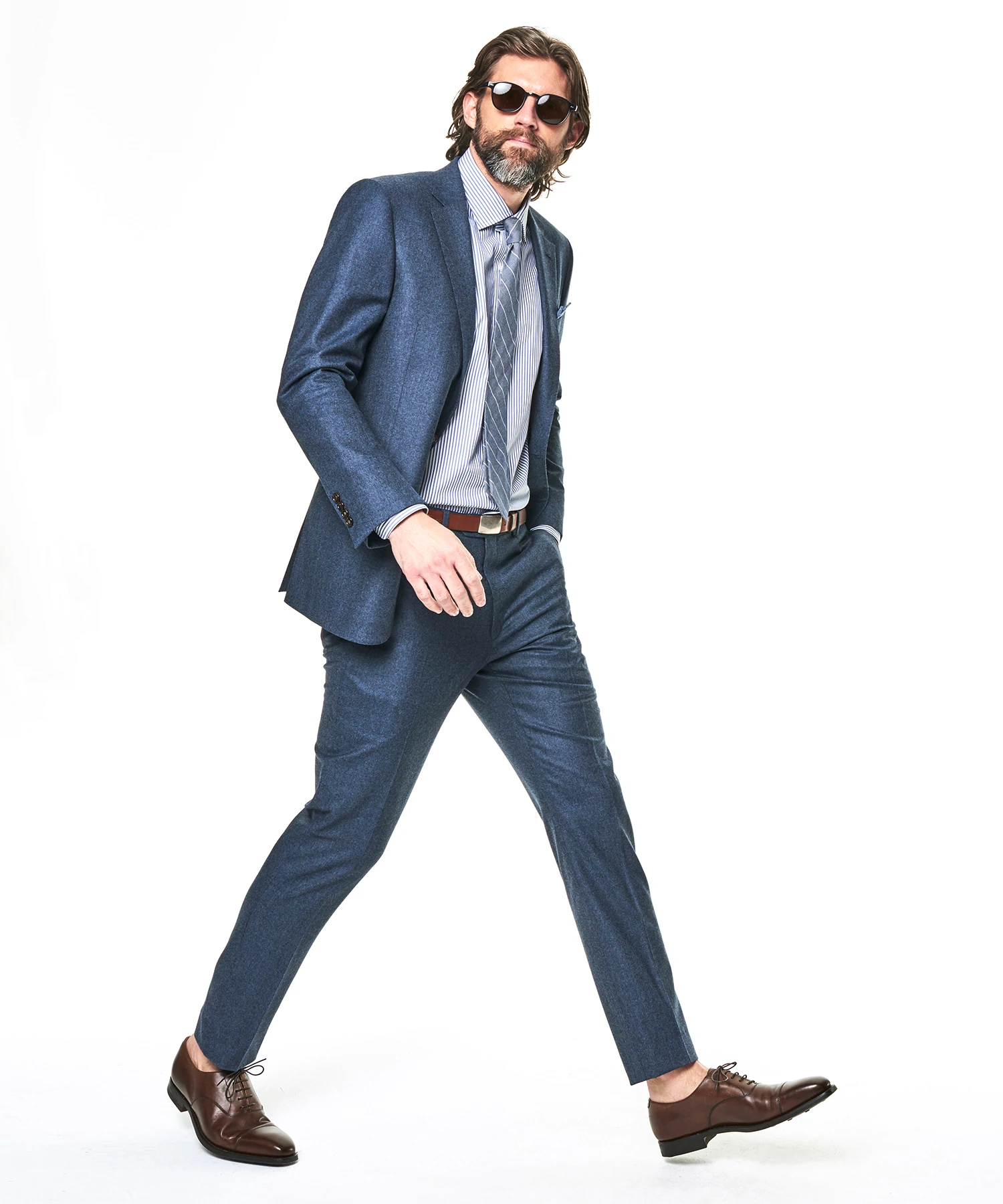 Sutton Wool Flannel Suit Jacket In Petrol