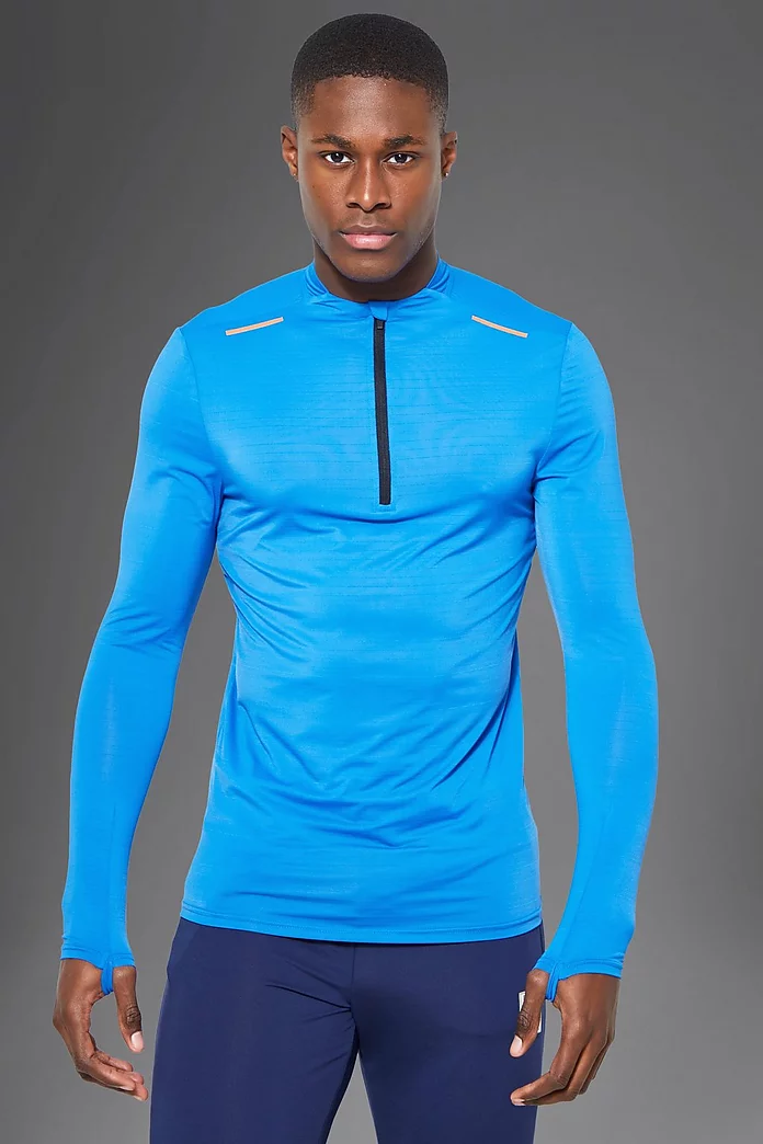 Man Active Muscle Crew ½ Zip Top