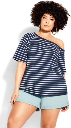 Lounge Stripe Tee - Navy