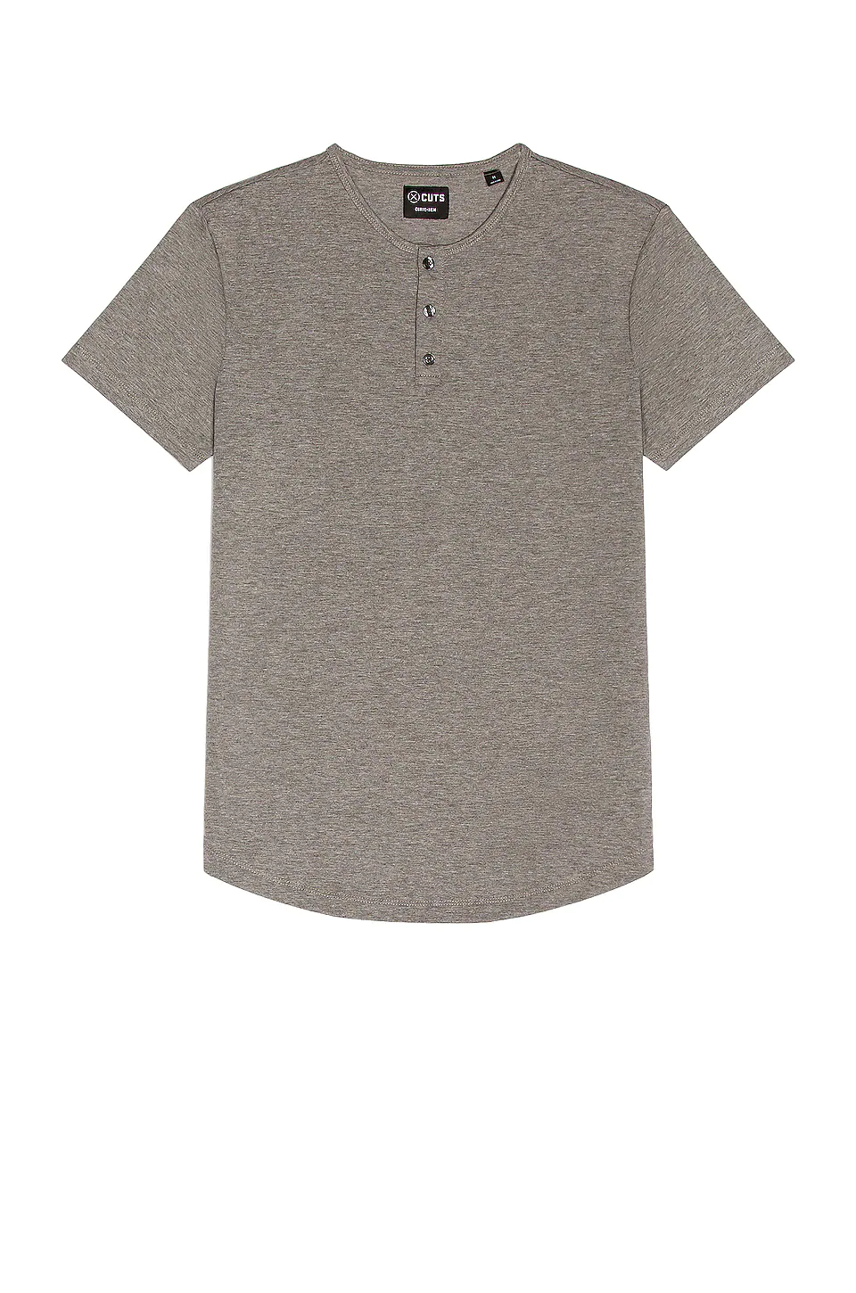 Henley Curve Hem T-Shirt