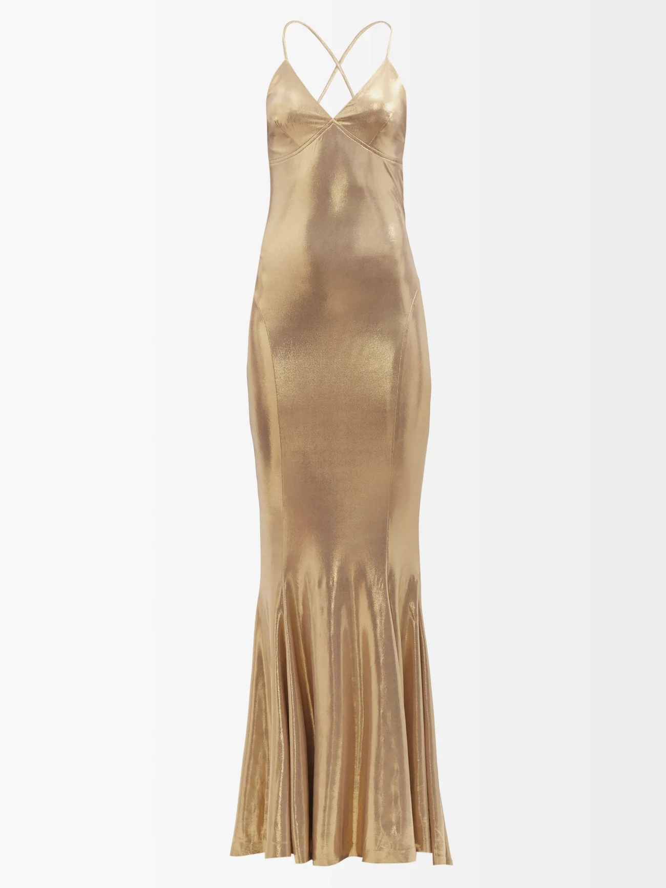 Scoop Back Lamé Jersey Dress