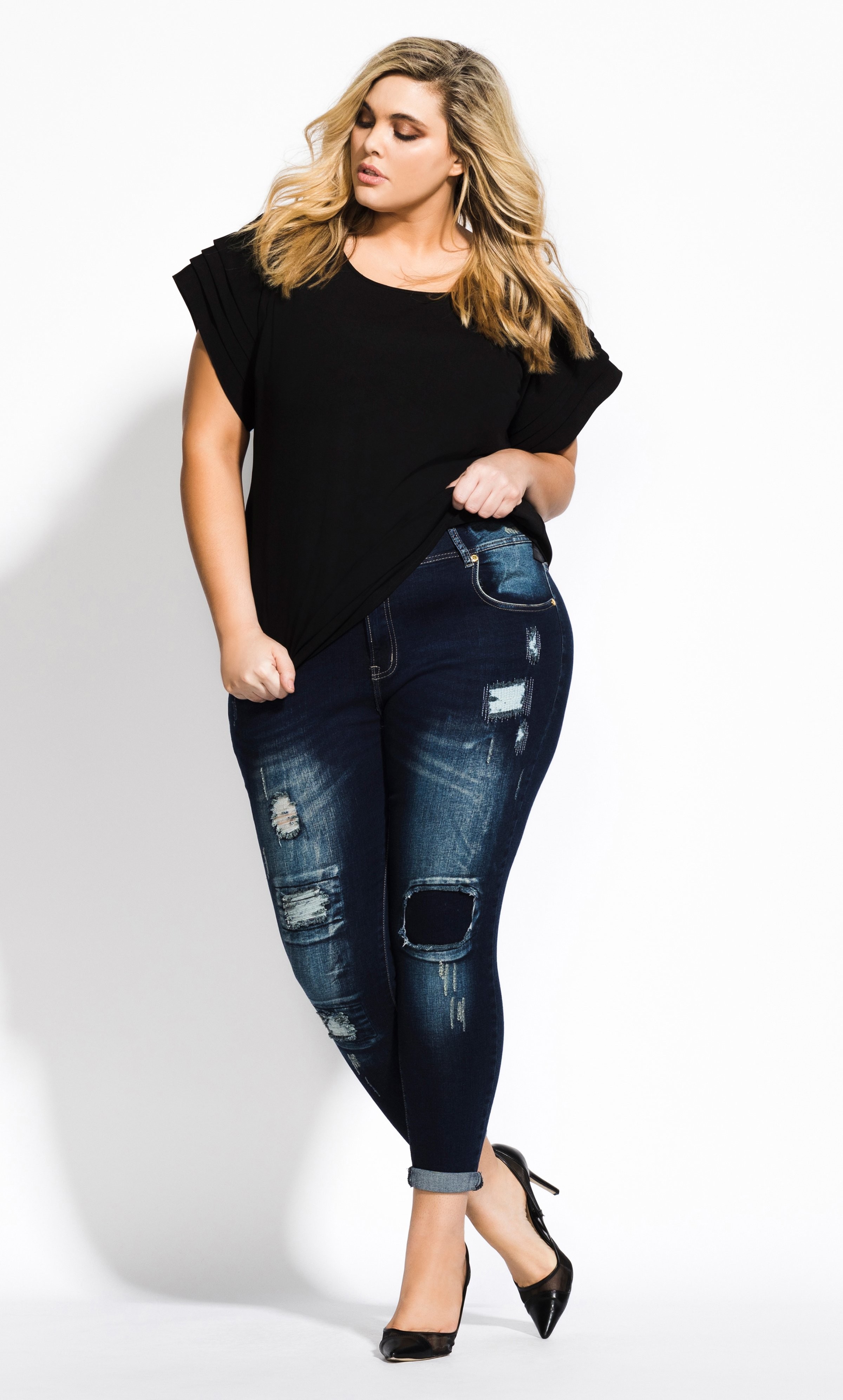 Asha Patched Skinny Jean - Denim
