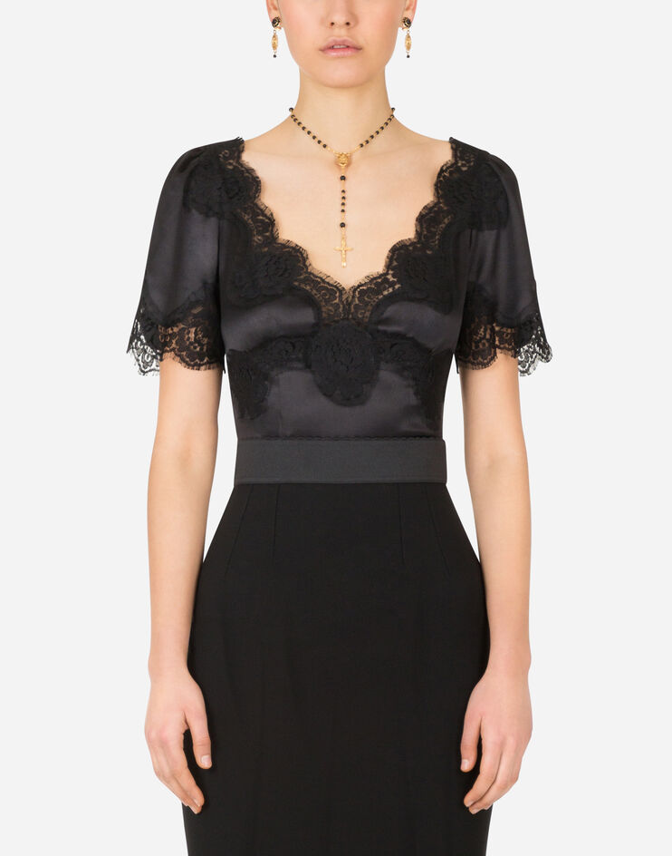 Satin Top With Lace Details