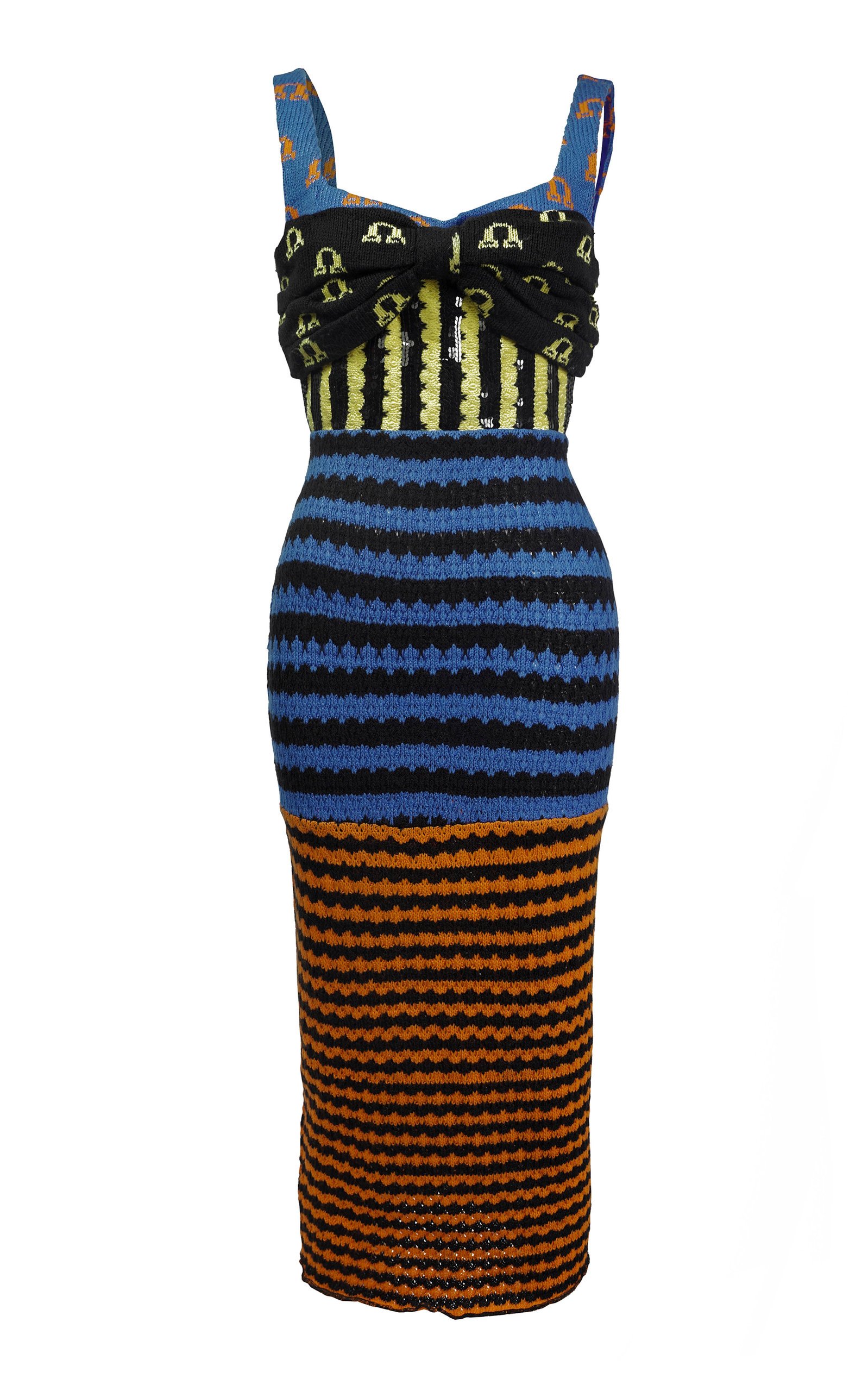 Joy Summer Mixed Knit Wool Midi Dress