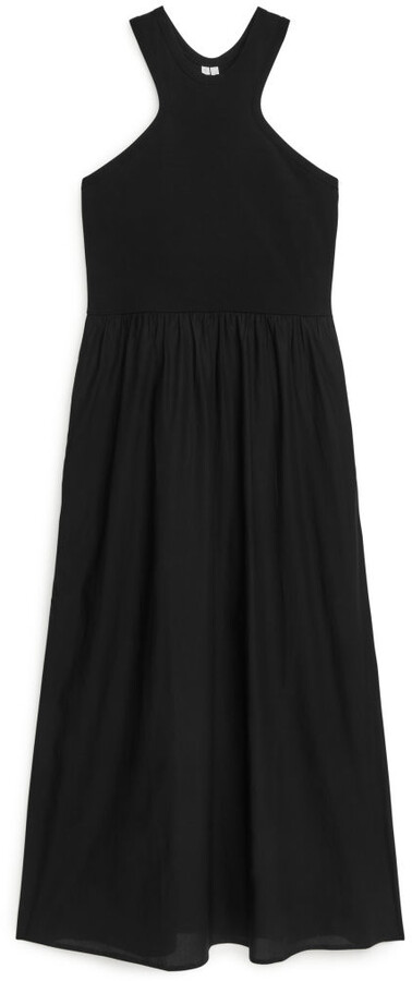 Racer-Cut Cotton Blend Dress