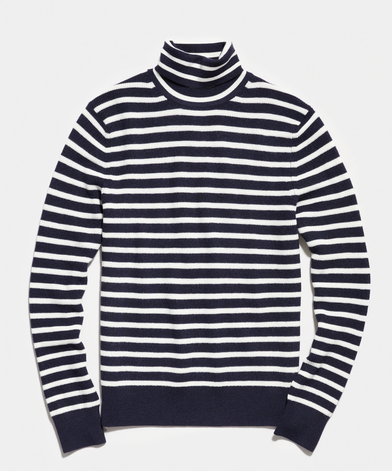 Striped Ribbed Turtleneck In Navy