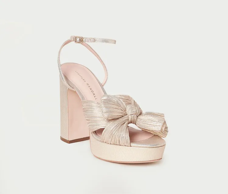 Natalia Platinum Pleated Bow Heel