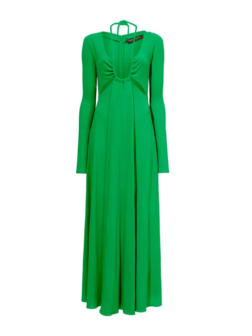 Cutout Draped Jersey Maxi Dress